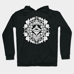 Bonehead & Batwings Damask in White Hoodie